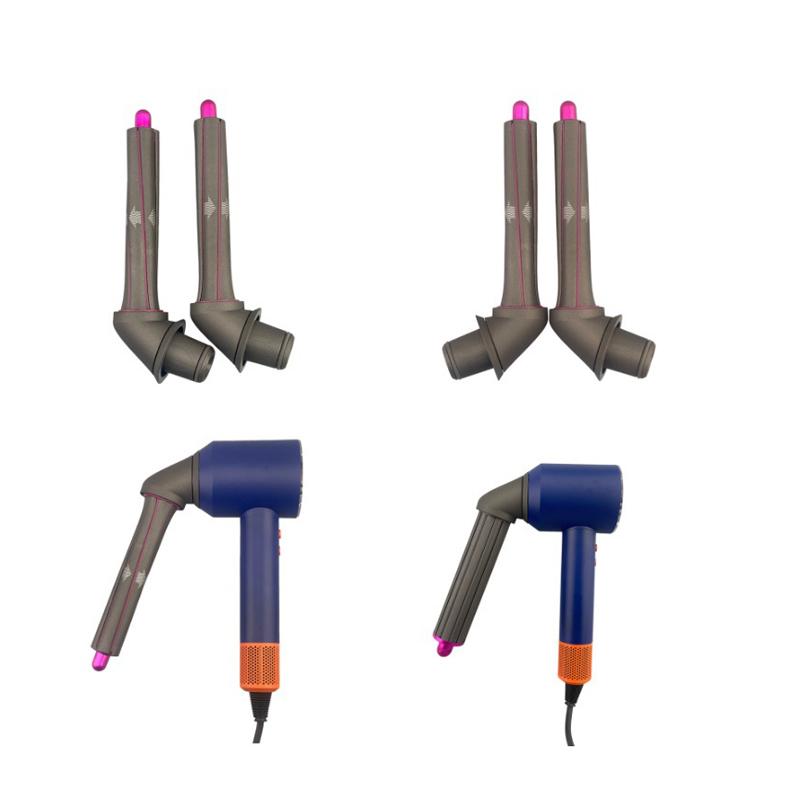 2 In 1 40mm For Dyson Hair Dryer 360 Degree Rotating Elbow Adapter And Hair Curling Barrel Set Rose Red
