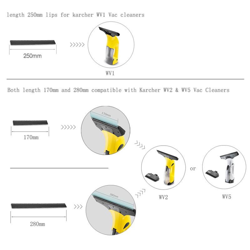 280mm 1pair For Karcher Window Cleaner Rubber Scraper Accessories
