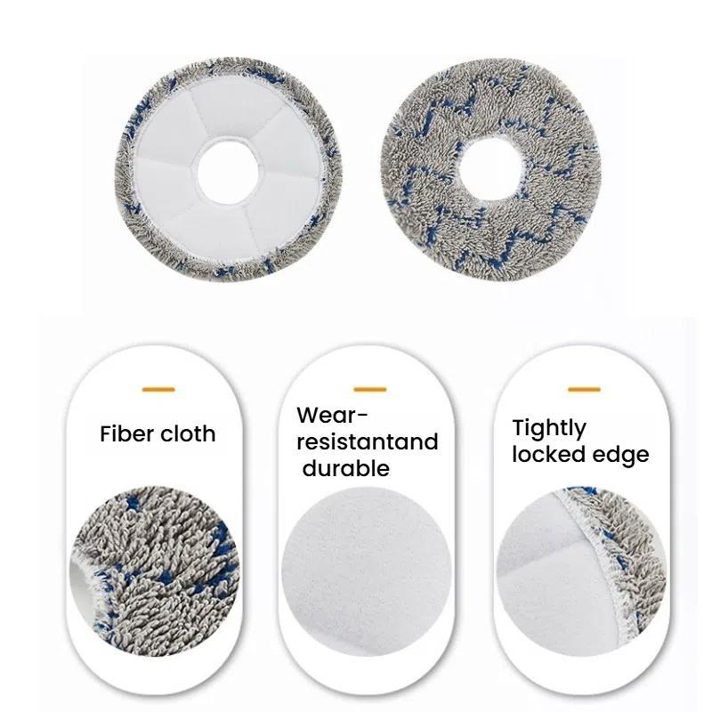 2pcs /Pack Mop Pads Rag For Ecovacs DEEBOT X1 TURBO / X1 PLUS/ X1 OMNI / T10 TURBO(Gray)