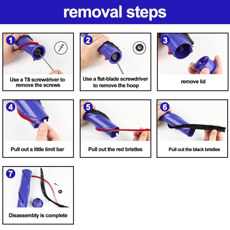 1set 571 Wide  Rolling Brush Plush Strips For Dyson Vacuum Cleaner V7 / V8 / V10 / V11 Direct Drive Brush Head