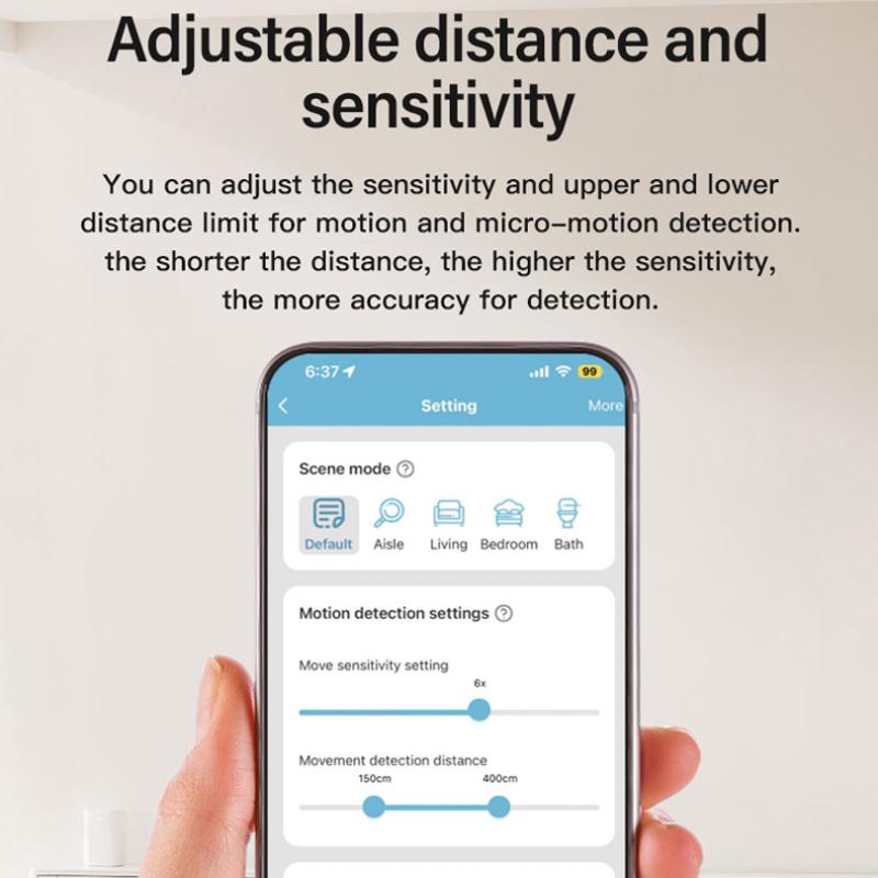 Tuya WiFi Round Human Presence Sensor Millimeter Wave Radar Detection Built-in Illuminance Sensor
