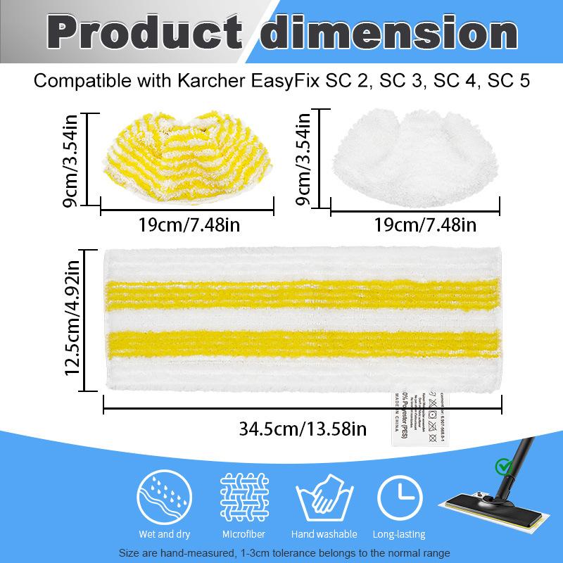 3pcs /Pack Mop Pads For Karcher Easyfix SC1 SC2 SC3 SC4 SC5 SV7 Steam Mop Replacement