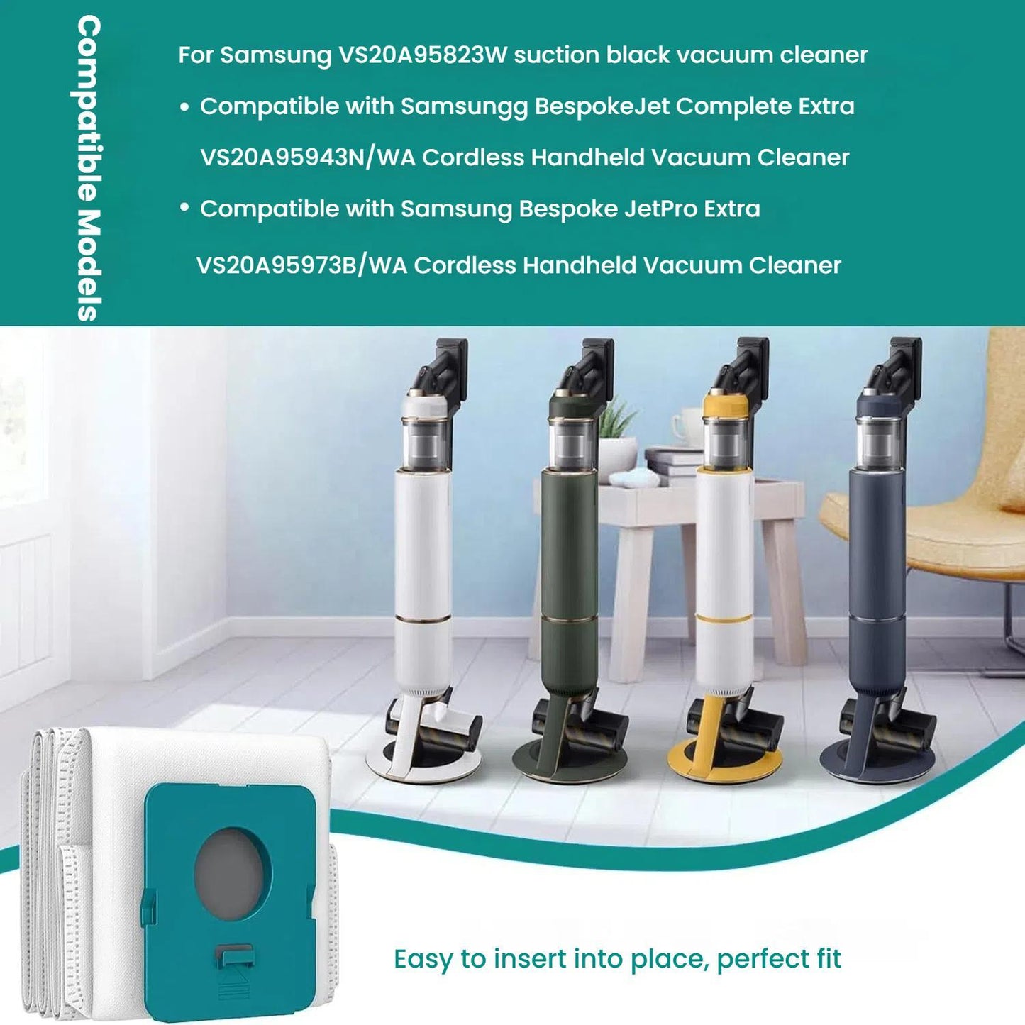 2pcs /Pack Dust Bag For Samsung BESPOKE VS20 Series Vacuum Cleaner Replacement(White)