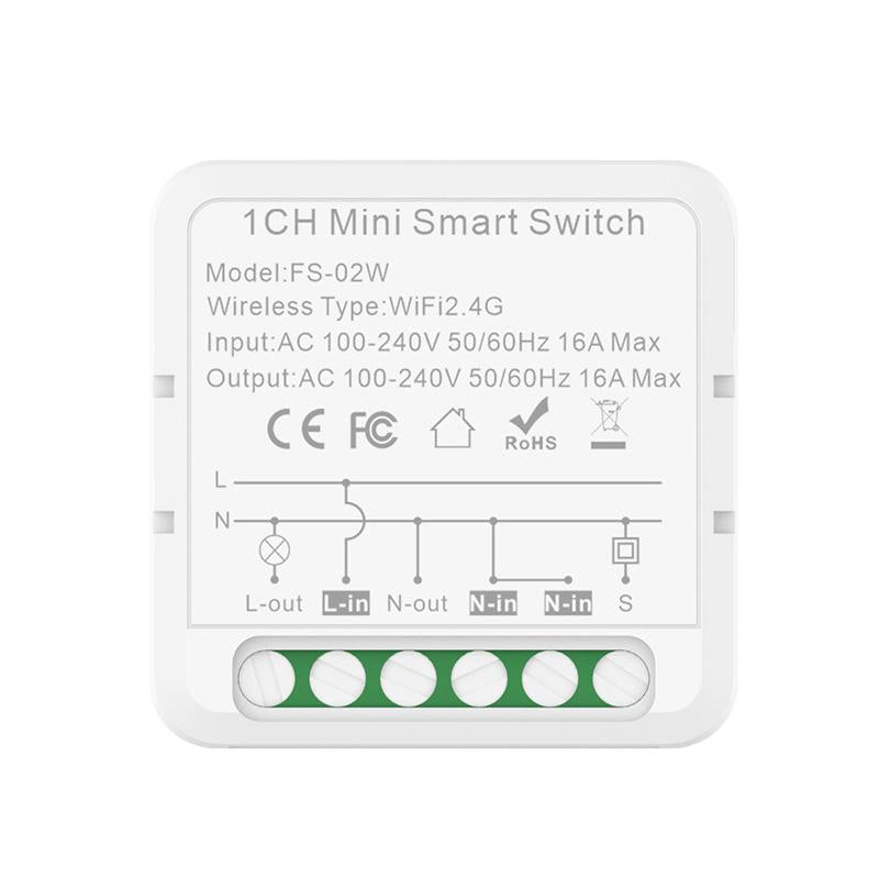 FS-02W 1CH WiFi+Bluetooth 16A Smart Switch Voice Timer Switch For Amazon Alexa / Google Assistant
