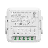 FS-04Z5 4CH ZigBee 5A Smart Switch Voice Timer Switch For Amazon Alexa / Google Assistant