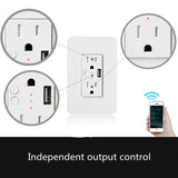 Smart Wall Socket 120 Type WIFI Remote Control Voice Control With USB Socket, Model:American Wall Socket