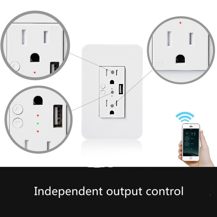 Smart Wall Socket 120 Type WIFI Remote Control Voice Control With USB Socket, Model:American Wall Socket