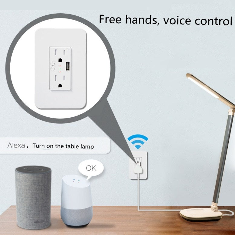 Smart Wall Socket 120 Type WIFI Remote Control Voice Control With USB Socket, Model:American Wall Socket