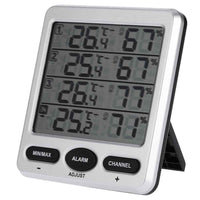 433MHz Wireless 8-Channel LCD Digital Comfort Level Alarm Function with Three Remote Sensors Thermometer Hygrometer