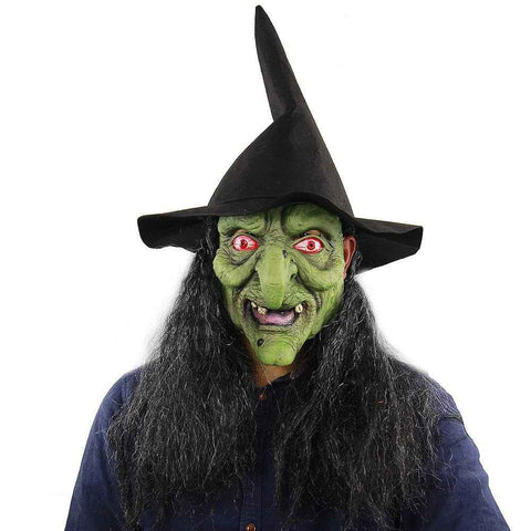 Full Head Creepy Green Witch Mask Made of Latex for Halloween