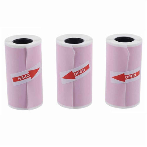 Self-adhesive Printable Color Sticker Paper Roll Direct Thermal Paper - Three Roll Pink