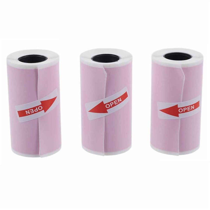 Self-adhesive Printable Color Sticker Paper Roll Direct Thermal Paper - Three Roll Pink