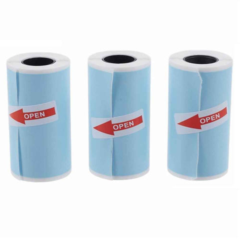 Self-adhesive Printable Color Sticker Paper Roll Direct Thermal Paper - Three Roll Blue