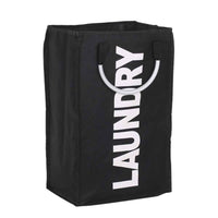 Practical Foldable Laundry Bag Washing Dirty Clothes Laundry Basket Durable Storage Bag with Alloy Handle - Black
