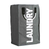 Practical Foldable Laundry Bag Washing Dirty Clothes Laundry Basket Durable Storage Bag with Alloy Handle - Dark Grey