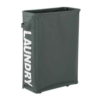 Corner Slim Foldable Oxford Cloth Laundry Basket Bin Mesh Drawstring Dirty Clothes Hamper - Grey