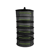 Folding Dry Rack Hanging Basket Drying Net Dryer for Herbs Flowers Buds Plants - 6 Layers / Green Zipper