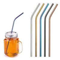 Multicolor Reusable Stainless Steel Straws Bent Straw Drinking Metal Straws [Random Color] - 4Pcs