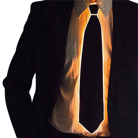 Wire Tie Flashing Cosplay LED Tie Costume Necktie Glowing DJ Bar Dance Carnival Party Masks Cool Props - Orange