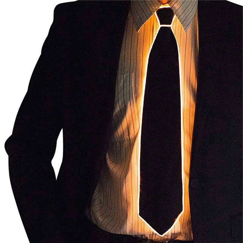 Wire Tie Flashing Cosplay LED Tie Costume Necktie Glowing DJ Bar Dance Carnival Party Masks Cool Props - Orange