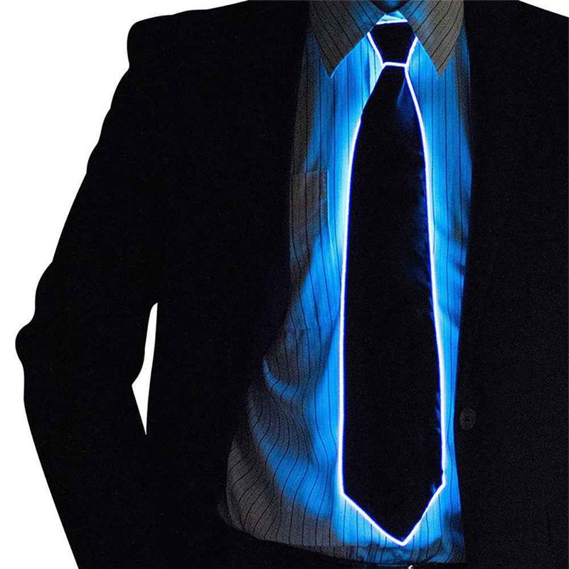 Wire Tie Flashing Cosplay LED Tie Costume Necktie Glowing DJ Bar Dance Carnival Party Masks Cool Props - Dark Blue