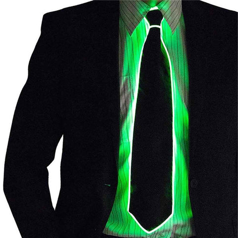 Wire Tie Flashing Cosplay LED Tie Costume Necktie Glowing DJ Bar Dance Carnival Party Masks Cool Props - Dark Green