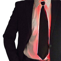 Wire Tie Flashing Cosplay LED Tie Costume Necktie Glowing DJ Bar Dance Carnival Party Masks Cool Props - Red