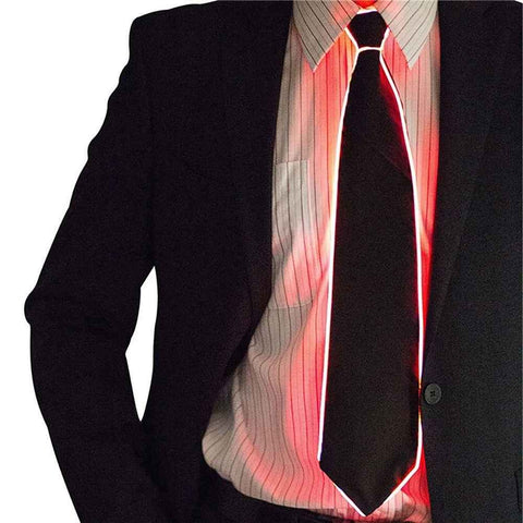 Wire Tie Flashing Cosplay LED Tie Costume Necktie Glowing DJ Bar Dance Carnival Party Masks Cool Props - Red