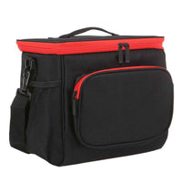 Insulated Lunch Bag with Shoulder Strap – Black & Red