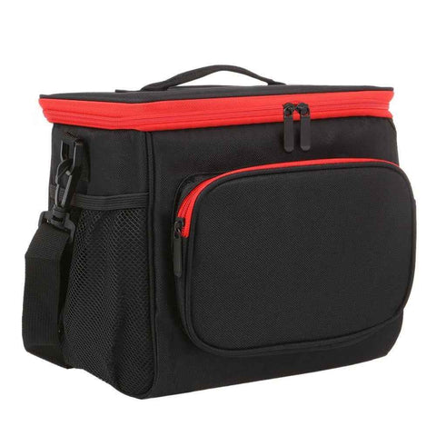 Thermal Insulated Lunch Bag Tote Box Picnic Tote Travel Accessory Organizer Tool - Black / Red