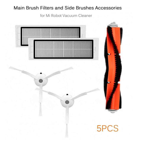 Main Brush Filters Side Brushes Parts for Xiaomi Mi Robot Vacuum Cleaner - 5 PCS