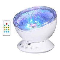 Ocean Wave Night Light Projector with Music & Remote, White