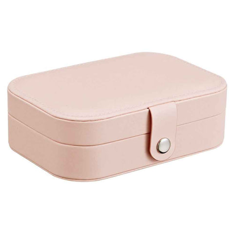 Jewelry Box Organizer Double Layer for Necklace Earring Rings PU Leather Jewelry Holder Case - Pink
