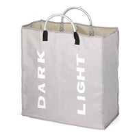 Collapsable 2-section Laundry Bag Foldable Laundry Hamper Durable Oxford Fabric Laundry Basket Clothes Sorter with Alloy Handle - Light Grey