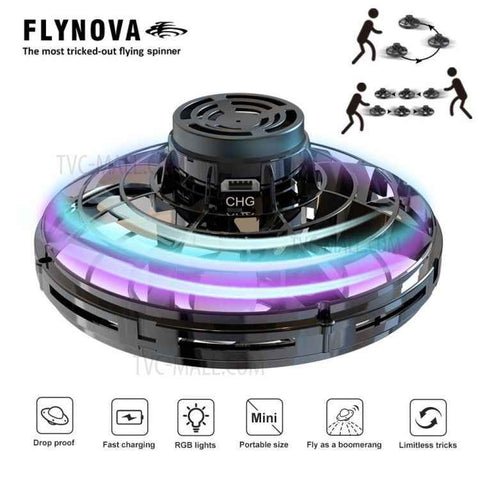 Flynova UFO Fingertip Flying Spinner Flight Gyro Decompression Toy for Adult and Kids - Black