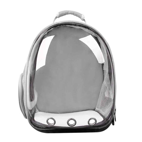 Pet Transparent Backpack Carrier Dog Cat Breathable Outdoor Travel Carrying Bag - Grey
