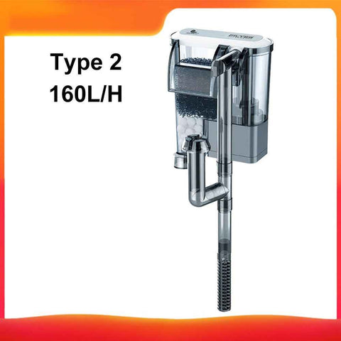 Fish Tank Filter Aquarium External Filter Waterfall Suspension Oxygen Pump Submersible Hanging Fliter - Type2 (160L/H)