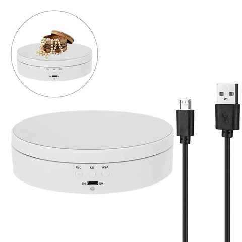 Electric 360 Degree Rotating Turntable Display Stand for Photography Video Shooting Props Jewelry Display - White