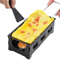 Non-Stick Raclette Grill Set Cheese Melter Pan with Spatula Kitchen Gadgets - Black