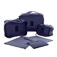 6 Pcs/Set Square Travel Luggage Storage Bags Clothes Organizer Pouch Bag - Dark Blue