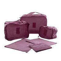 6-Piece Travel Luggage Organizer Bags Set – Wine Red