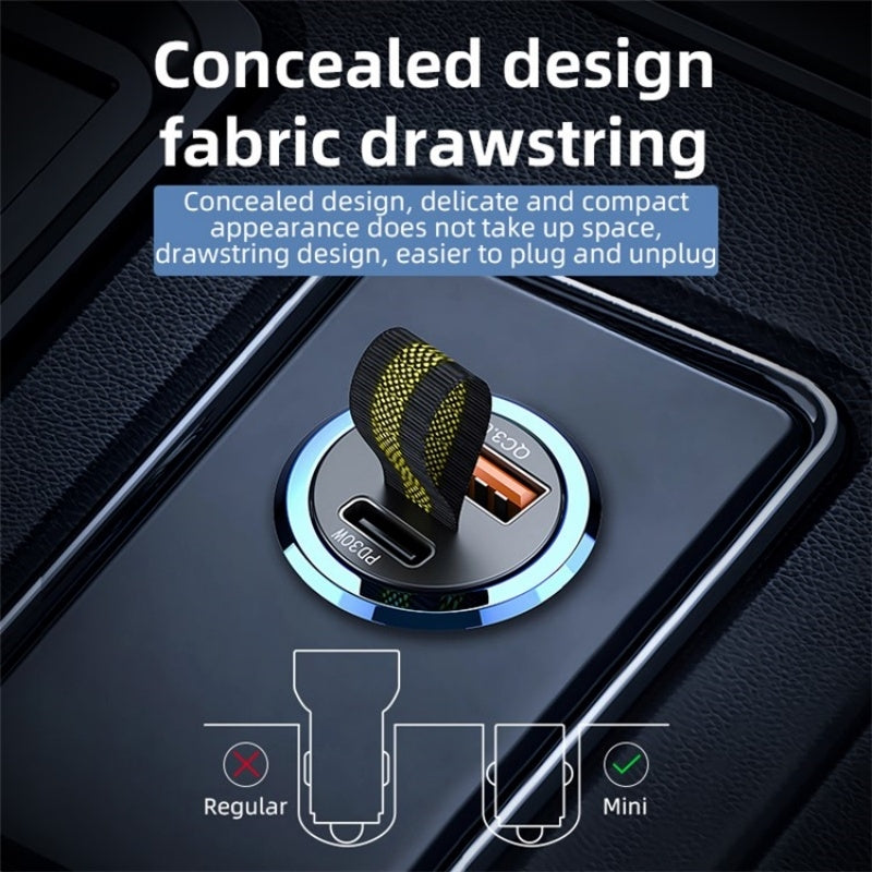 A1-QC-3.0+PD-30W-Dual-Car-Charger-Hidden-Car-Cigarette-Lighter-Phone-Fast-Charging-Adapter
