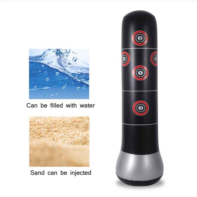 Adult-And-Children-Fitness-Vertical-Inflatable-Tumbler-Boxing-Column-Thickened-Boxing-Punching-Bag,-Height:-1.6m