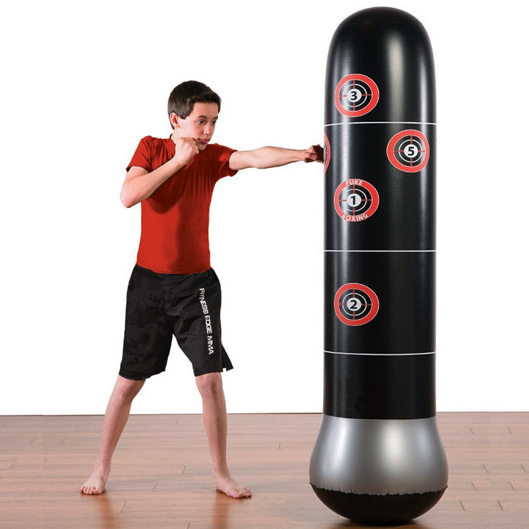 Adult-And-Children-Fitness-Vertical-Inflatable-Tumbler-Boxing-Column-Thickened-Boxing-Punching-Bag,-Height:-1.6m