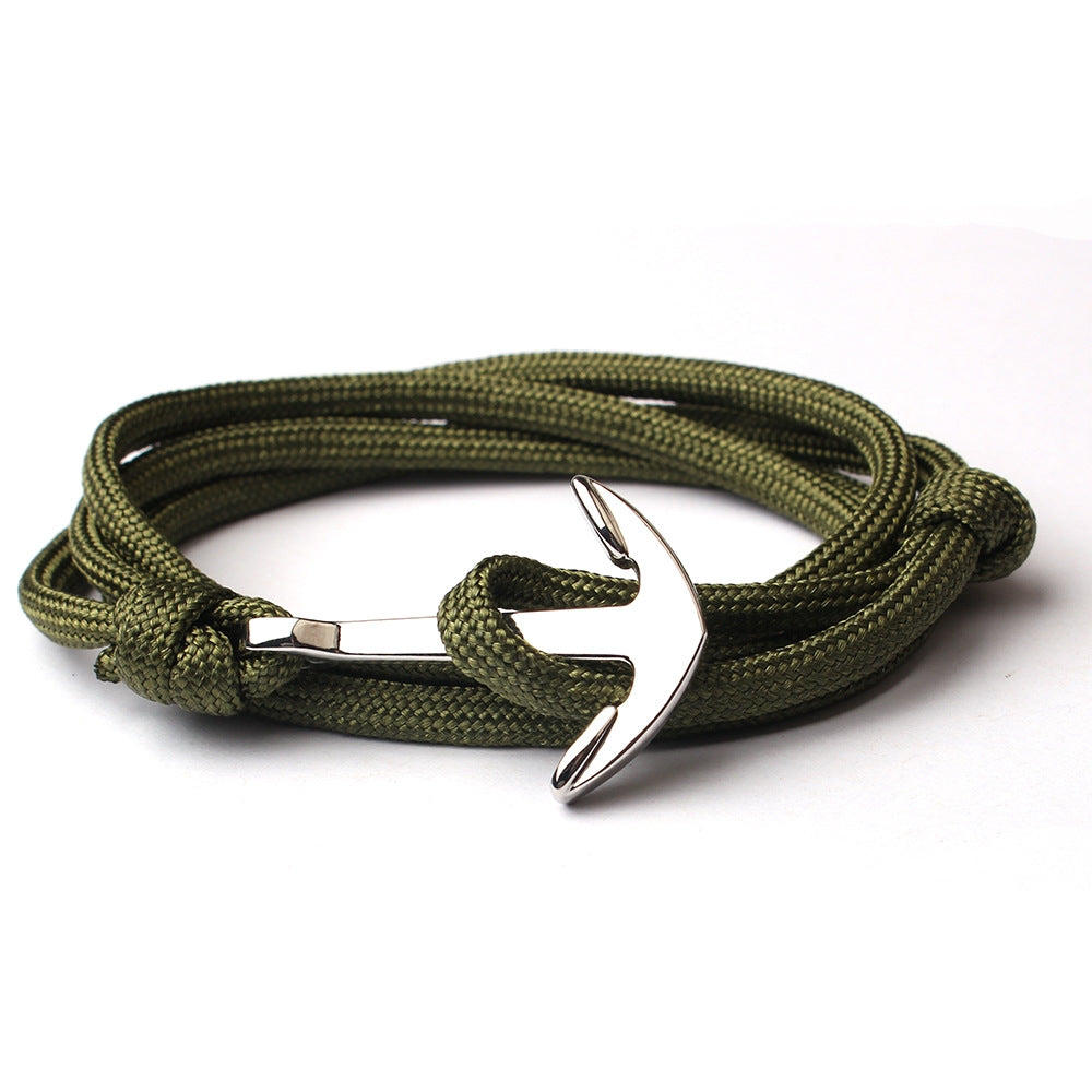 Alloy-Anchor-Charm-Multilayer-Leather-Friendship-Bracelets-(Army-Green)