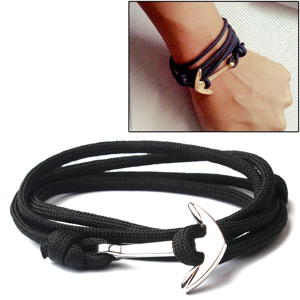 Alloy-Anchor-Charm-Multilayer-Leather-Friendship-Bracelets(Black)