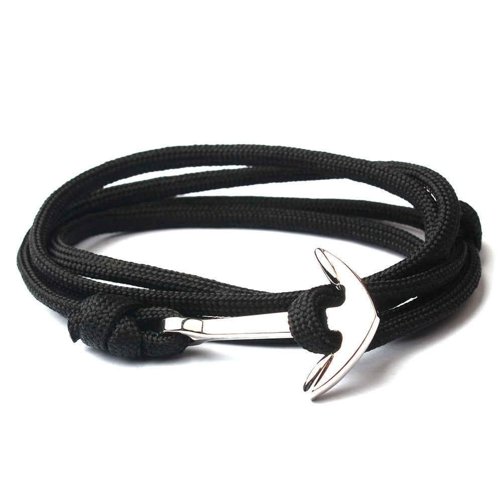 Alloy-Anchor-Charm-Multilayer-Leather-Friendship-Bracelets(Black)