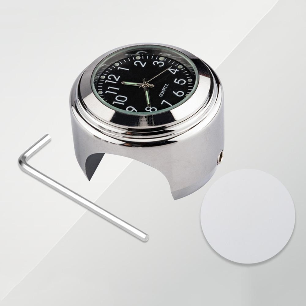 Aluminum-Alloy-Plating-Motorcycle-Handlebar-Clock(Silver-Shell-Black-Background)