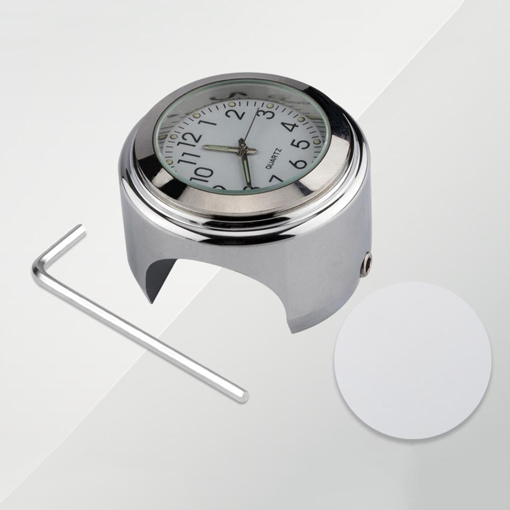 Aluminum-Alloy-Plating-Motorcycle-Handlebar-Clock(Silver-Shell-White-Background)