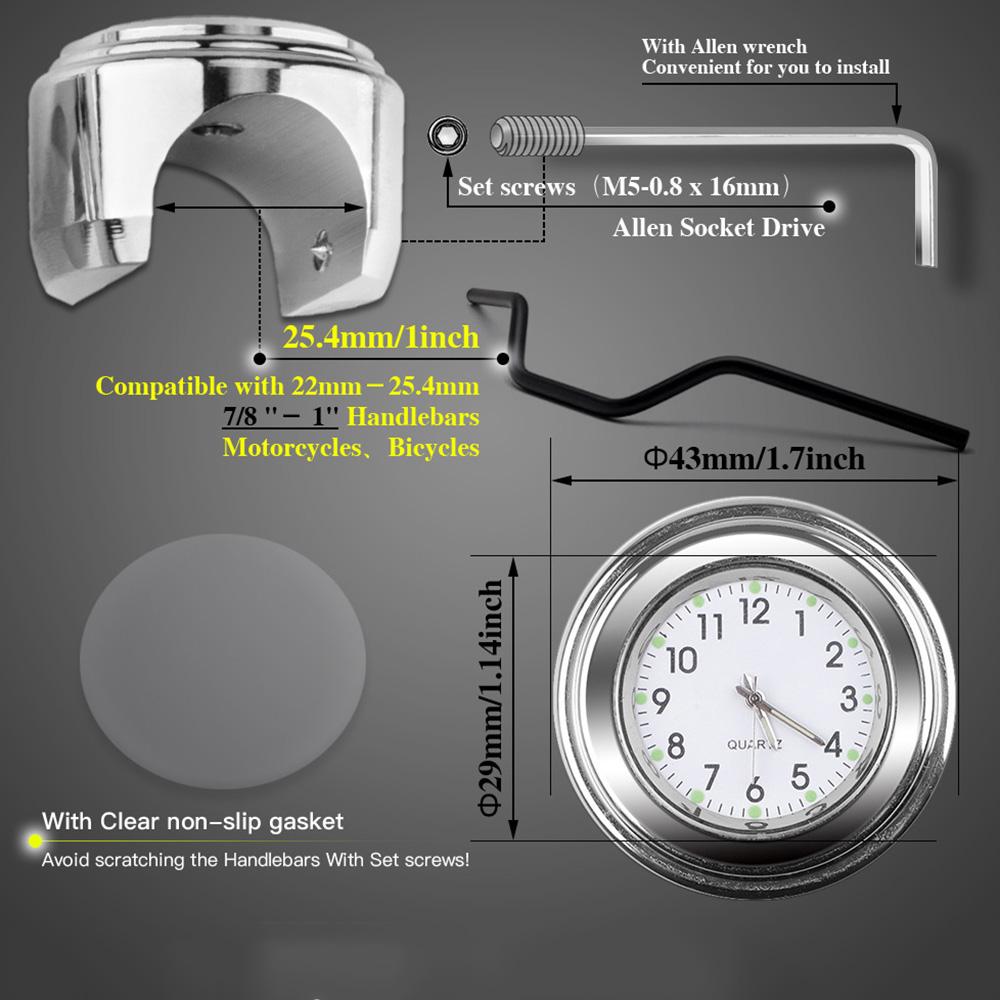Aluminum-Alloy-Plating-Motorcycle-Handlebar-Clock(Silver-Shell-White-Background)